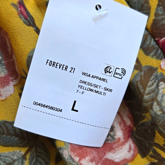 Forever 21 Yellow Floral Off The Shoulder Crop Ruffle Sleeve 2 Piece Skirt Set - Picture 8 of 9